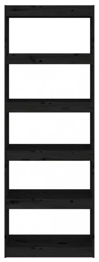 fekete fenyőfa könyvszekrény/térelválasztó 60 x 30 x 167,5 cm