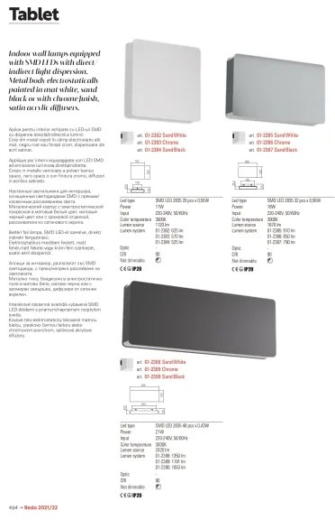 Redo 01-2384 - LED fali lámpatest TABLET LED/11W/230V 3000K CRI 90 fekete