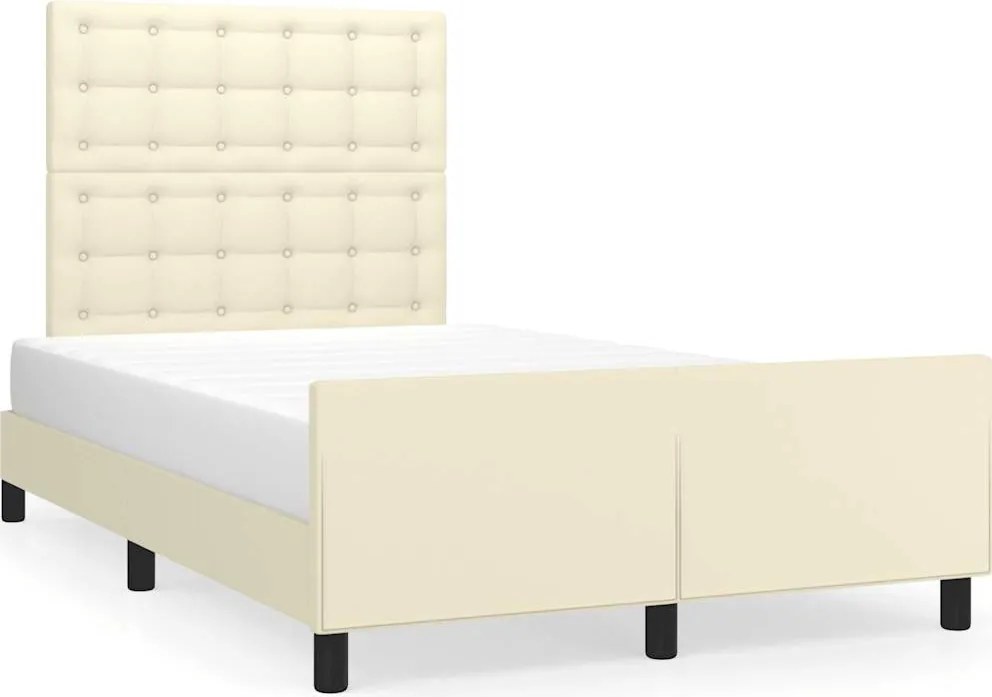 vidaXL ágykeret matrac nélkül krém 120x190 cm műbőr