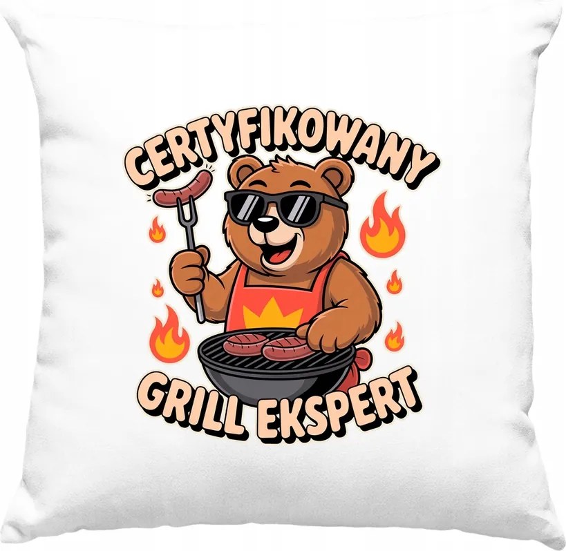 Grill párna szakértő maci mém vicc fehér