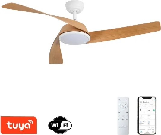 ZEVENTI - LED mennyezeti ventilátor AERYS LED/24W/230V Wi-Fi Tuya fehér/tölgy + távirányító