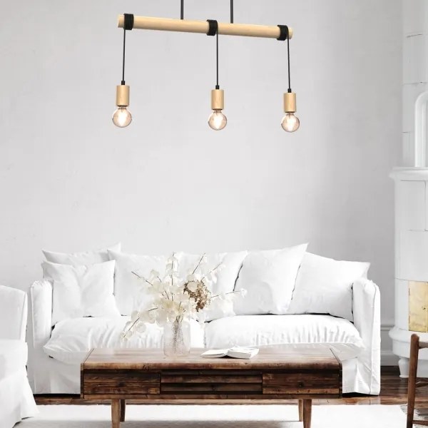 Felületre szerelhető csillár VIGA 3xE27/60W/230V fa