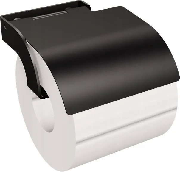 WC-papír tartó fedéllel, matt fekete