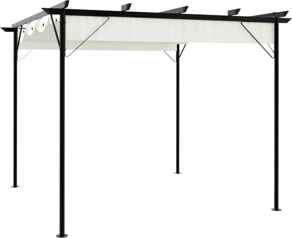 vidaXL fehér-krémszínű acélpergola behúzható tetővel 3 x 3 m