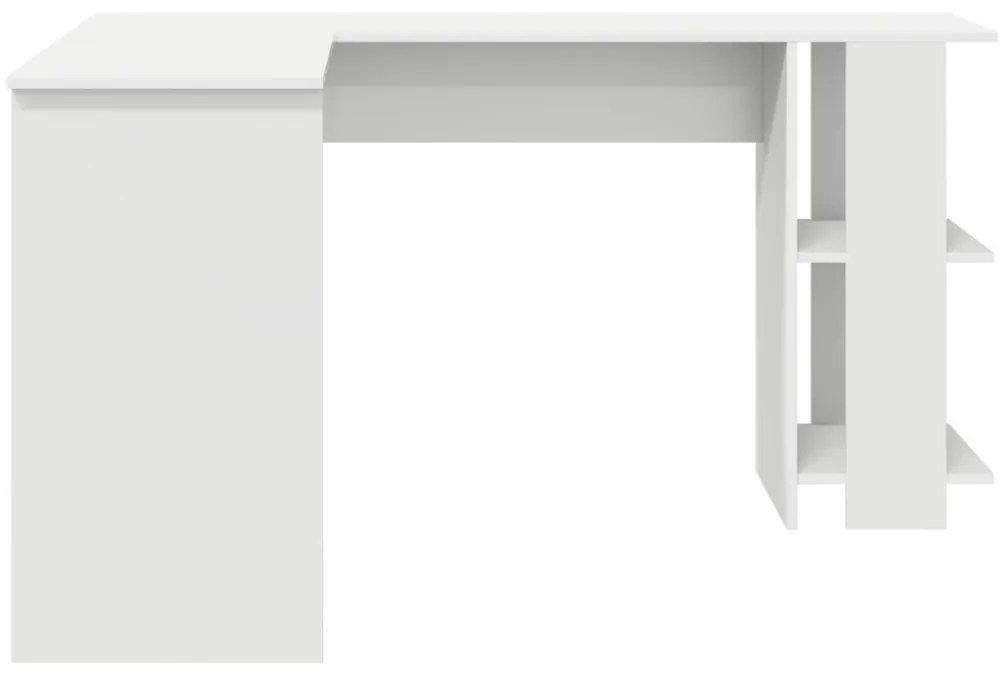 Sarokasztal tárolóval Fehér 140 x 113.5 x 75 cm Faanyag