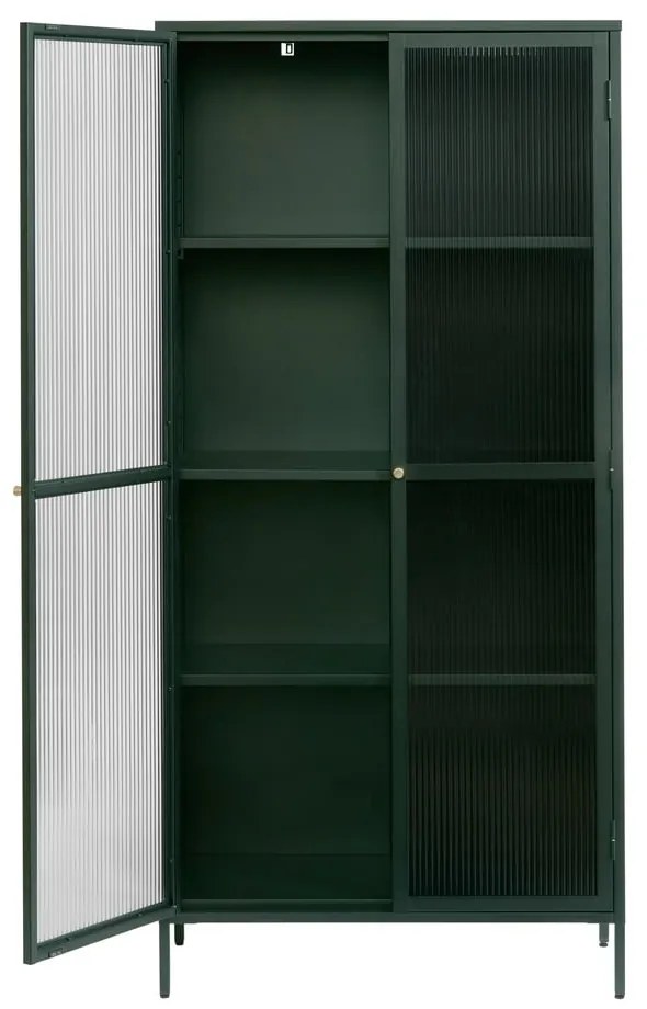 Sötétzöld fém tálalószekrény 90x190 cm Bronco – Unique Furniture