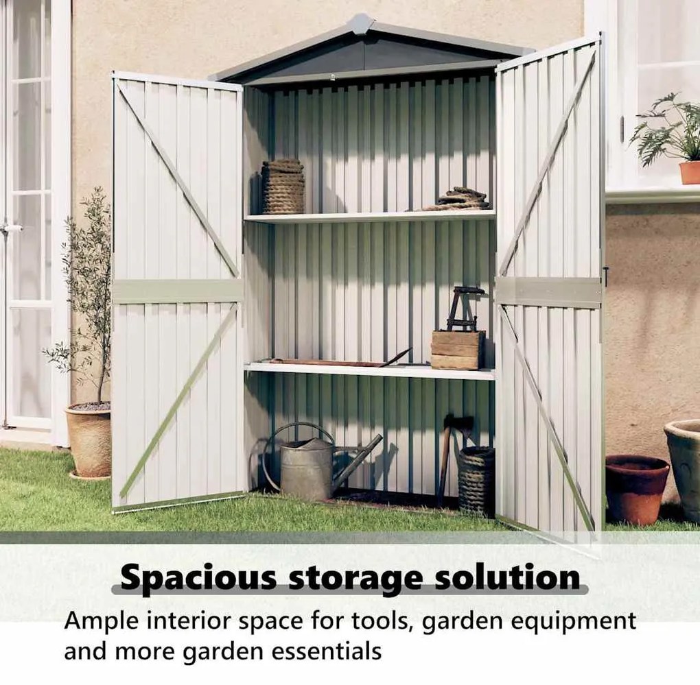 szürke horganyzott acél kerti fészer 116x45x175 cm