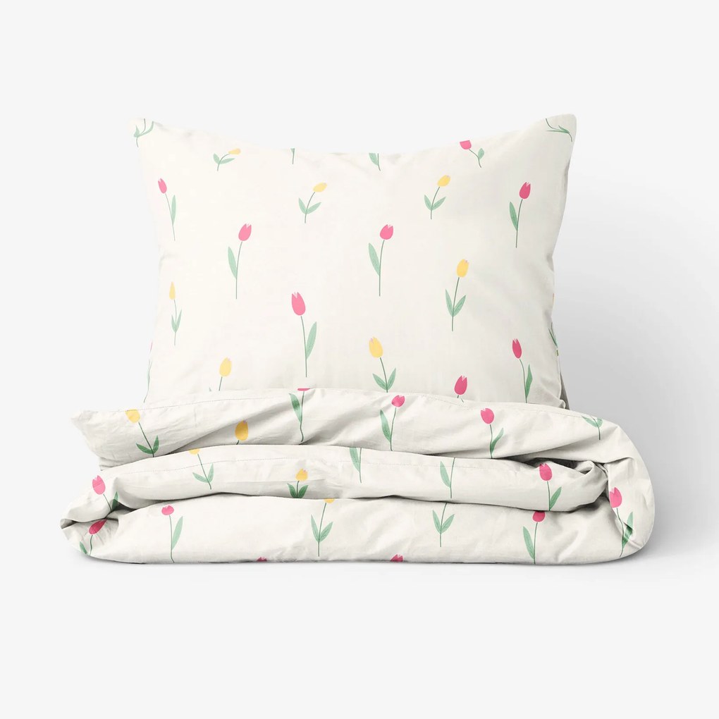 Goldea pamut ágyneműhuzat - tulipánok 220 x 200 és 2db 70 x 90 cm