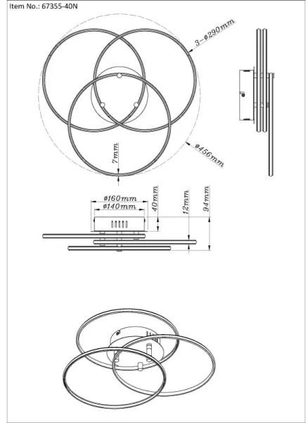 Globo 67355-40N - LED Mennyezeti lámpa KOMBOS 40W/230V átm. 45,6 cm matt króm
