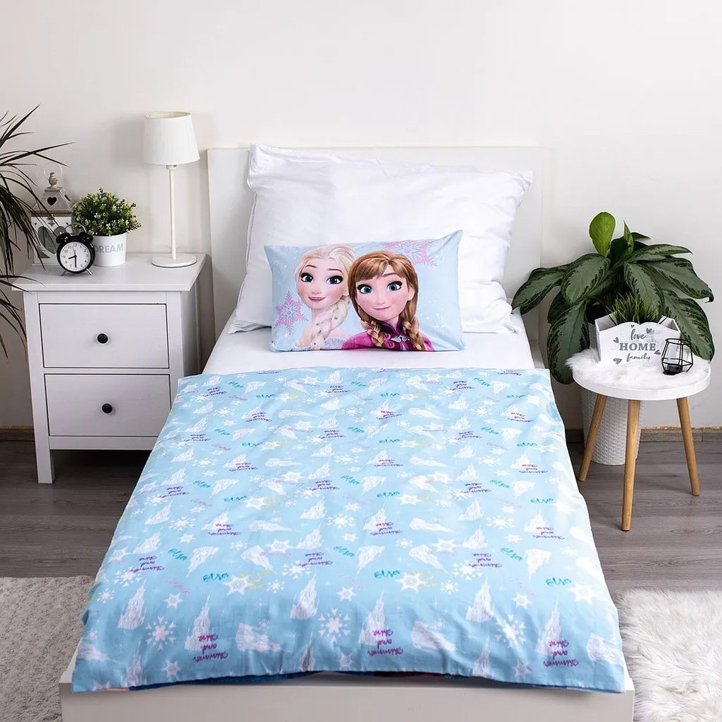 Disney Jégvarázs Light Blue gyerek, ovis ágyneműhuzat 100×135 cm, 40×60 cm