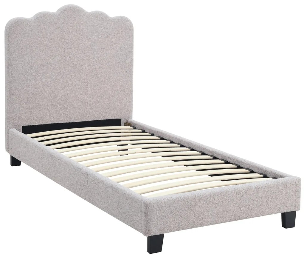 Szürke Bouclé Kárpitozott Ágy 90x200 CRATER