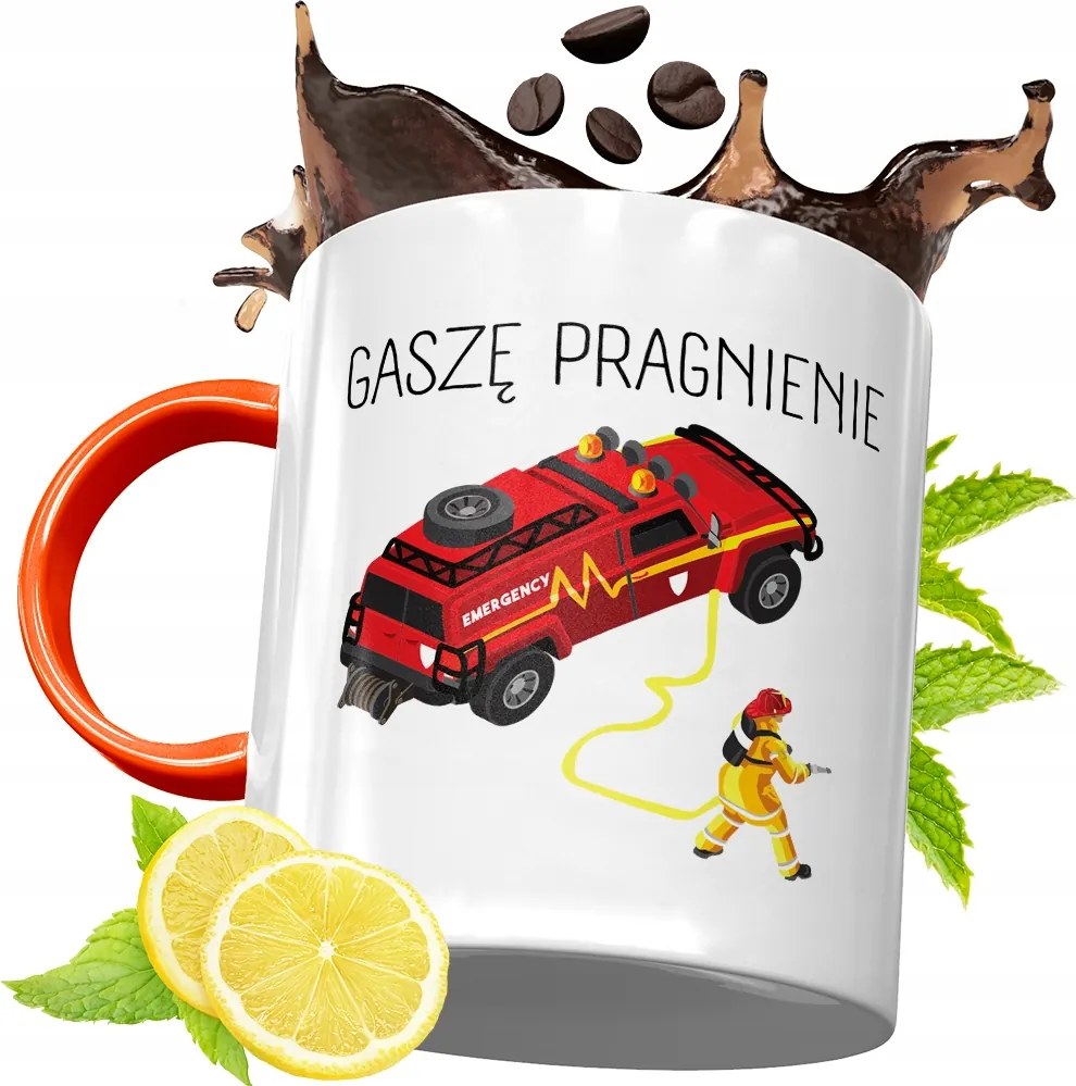 Narancssárga Bögre Tűzoltónak Tökéletes Ajándék fényképes nyomattal