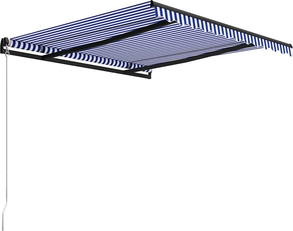 Kék és fehér kézzel kihúzható napellenző 350 x 250 cm