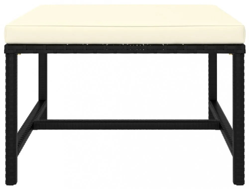 3 részes fekete polyrattan kerti ülőgarnitúra párnával