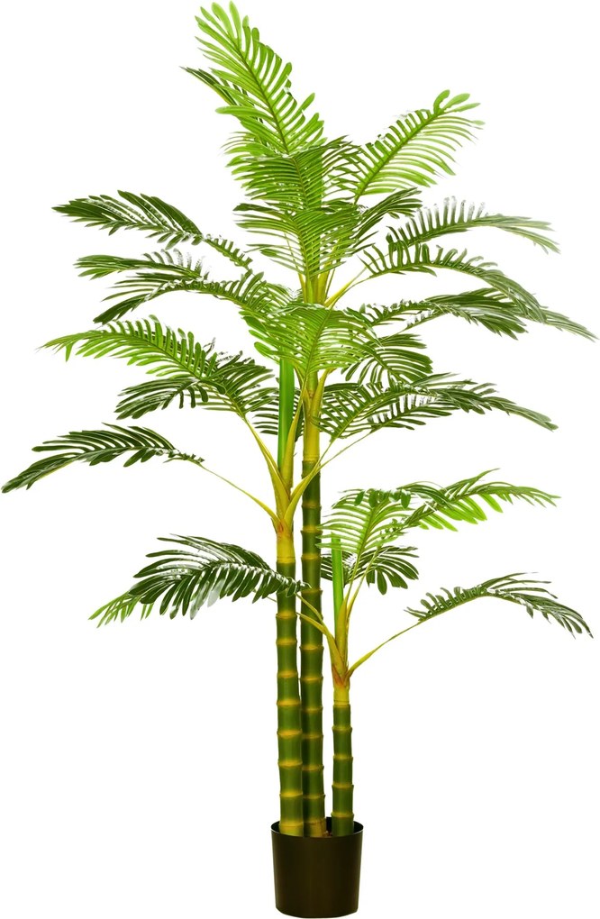 HOMCOM Mesterséges Pálma 190 cm Mesterséges Növény, Műanyag Mesterséges Növények Cserépben, Mesterséges Pálma, Műnövény a Nappaliba, Hálószobába, Irod
