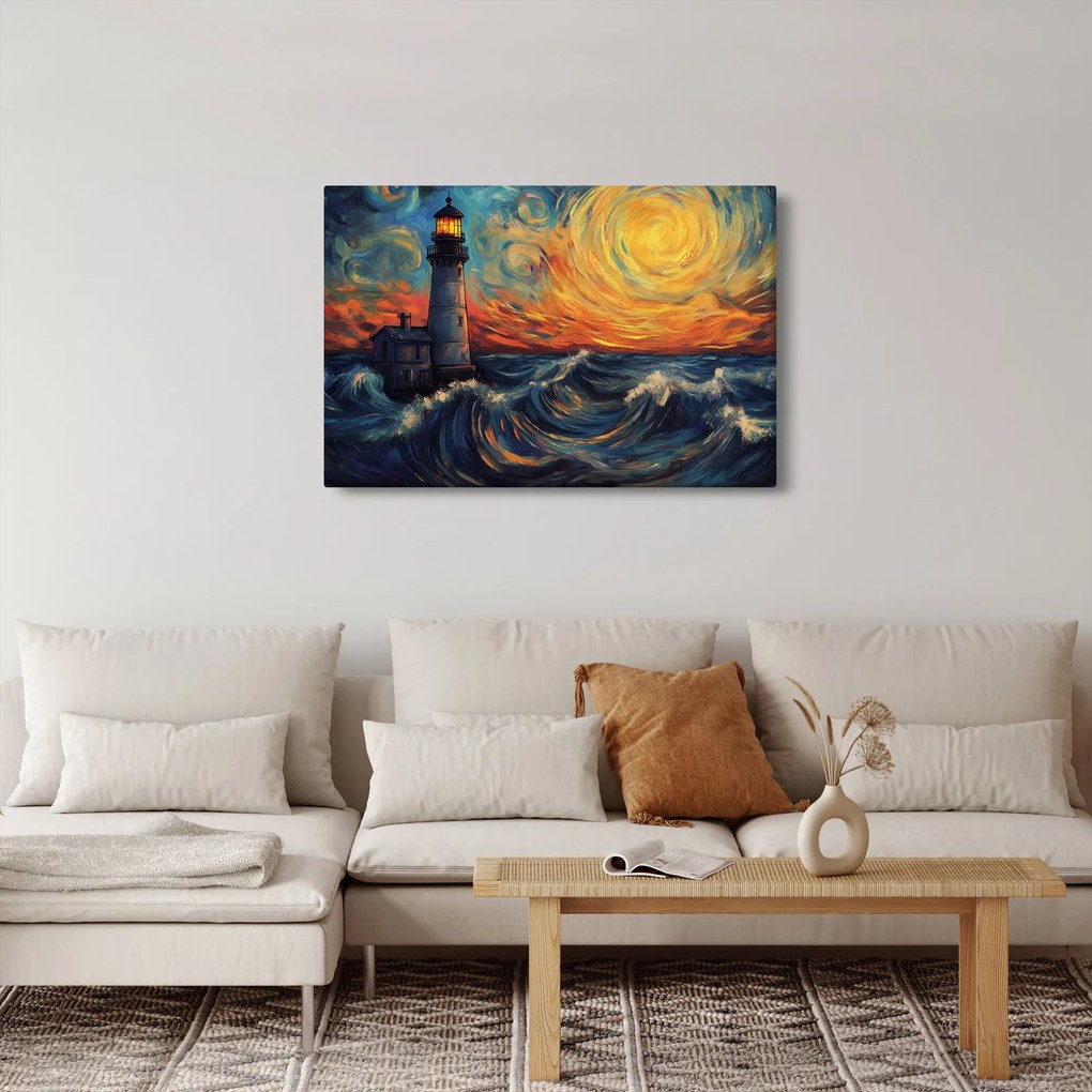 Kép - Világítótorony a hullámokban (90x60 cm)