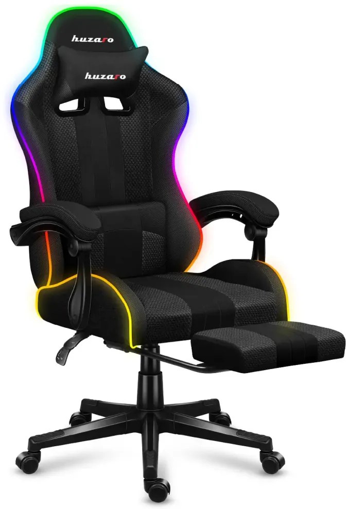 Gamer szék, Force RGB hálós, lábtartóval, fekete