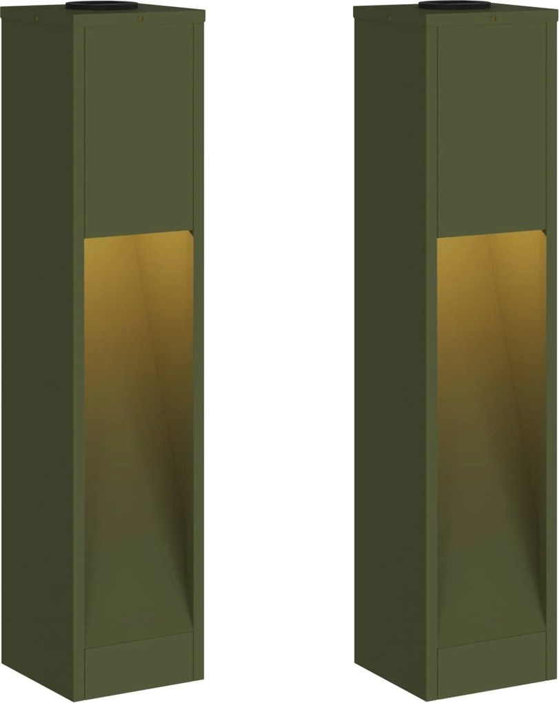vidaXL Napelemes LED Útjelző Lámpa 2 pcs Olajzöld
