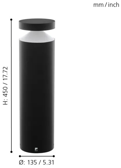 Eglo 97632 - LED kültéri lámpa MELZO LED/11W/230V fekete 450 mm