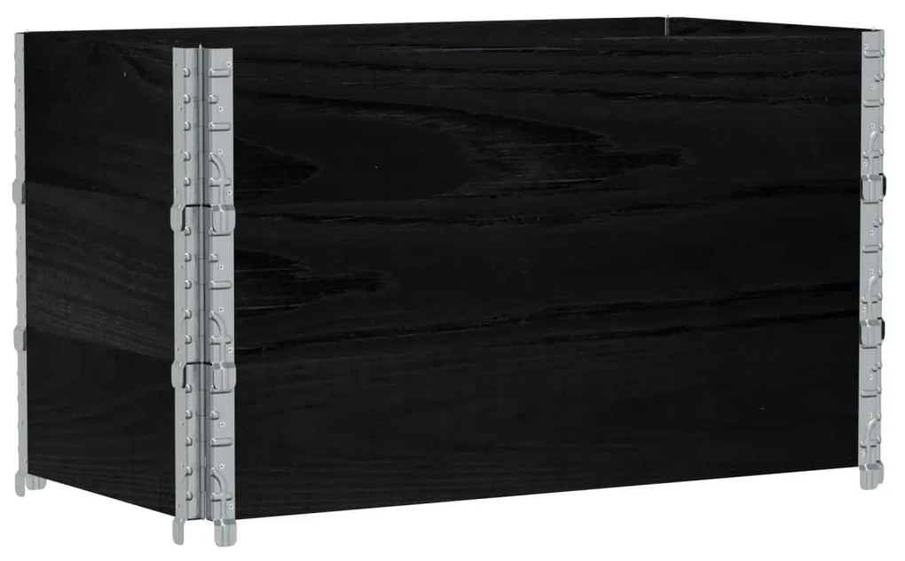 Fekete tömör fenyőfa kerti növénytartó 100 x 50 cm