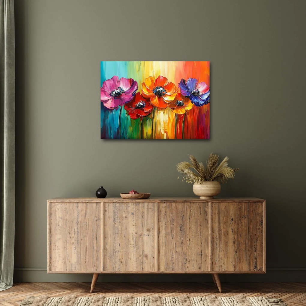 Kép - Öt színes virág (70x50 cm)