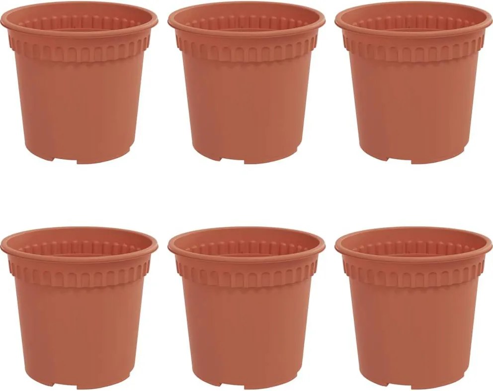 vidaXL Kerek Virágcserép 6 pcs Tégla Vörös Ø 15 x 12 cm Műanyag