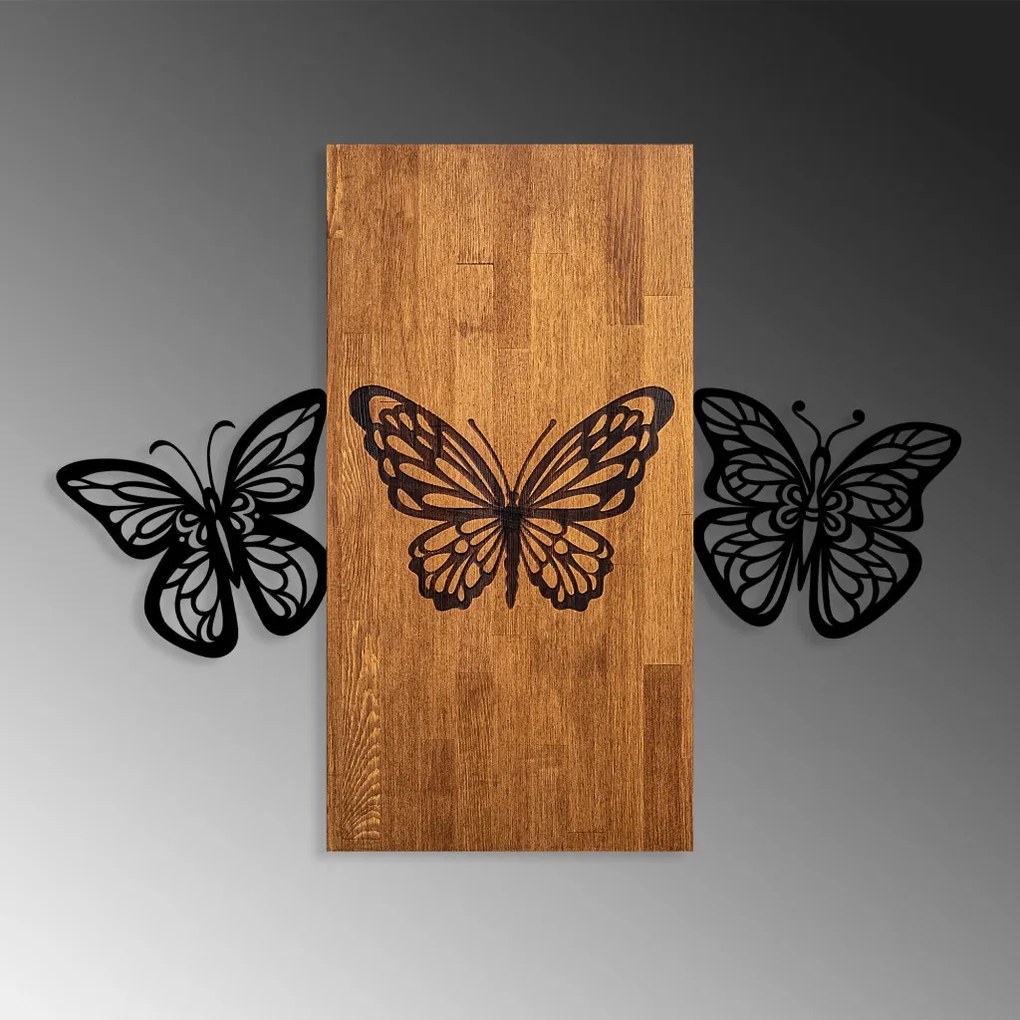 Butterflies fém fa fali dekoráció, 74×58 cm