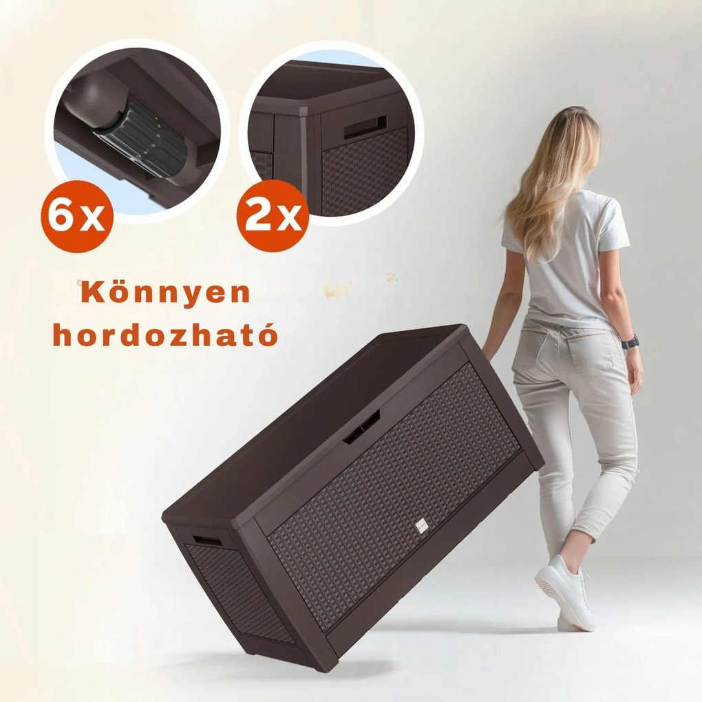 RATO tárolódoboz, 310L, 119x48x60 cm, barna Prosperplast