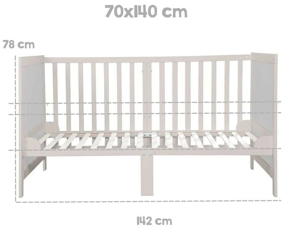 Szürke babaágy állítható magassággal 70x140 cm Easy Sleep – Roba