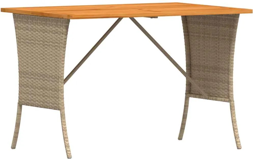 vidaXL bézs polyrattan akácfa lapos kerti asztal 105x75x72 cm