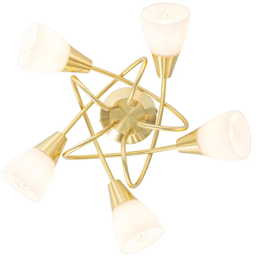 Klasszikus mennyezeti lámpa arany opál üveggel 5-lámpás - Inez