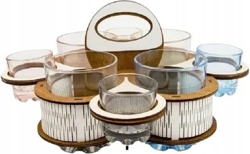 Fa állvány 4 pohár és 4 pohár számára