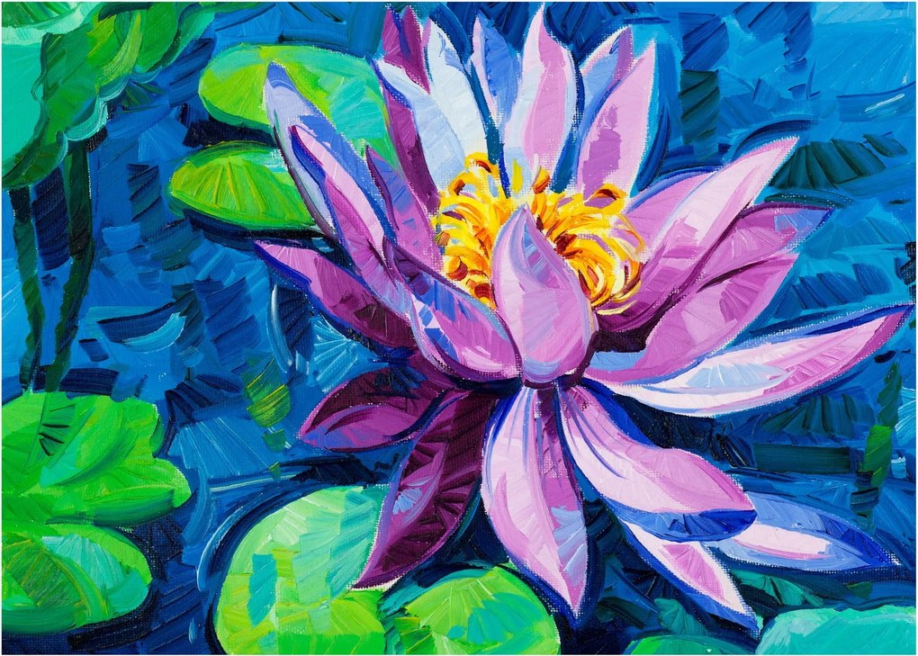 Egy vízi liliom képe a vízen (üvegen) (70x50 cm)