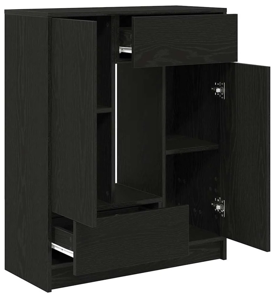 fekete tölgy komód fiókokkal és ajtókkal 73x31x90 cm