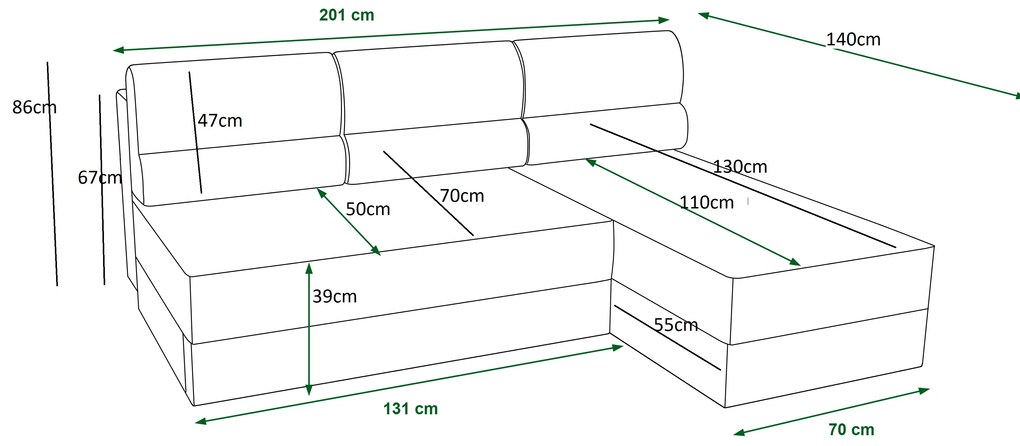 Sarok ülőgarnitúra Radiant L1 (fekete + narancssárga) (J). 1057433
