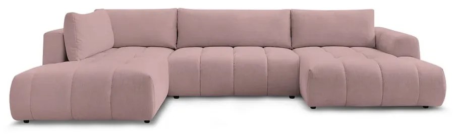 Rózsaszín kinyitható-tárolóhelyes sarokkanapé (bal oldali-U alakú) Fuji – Bobochic Paris