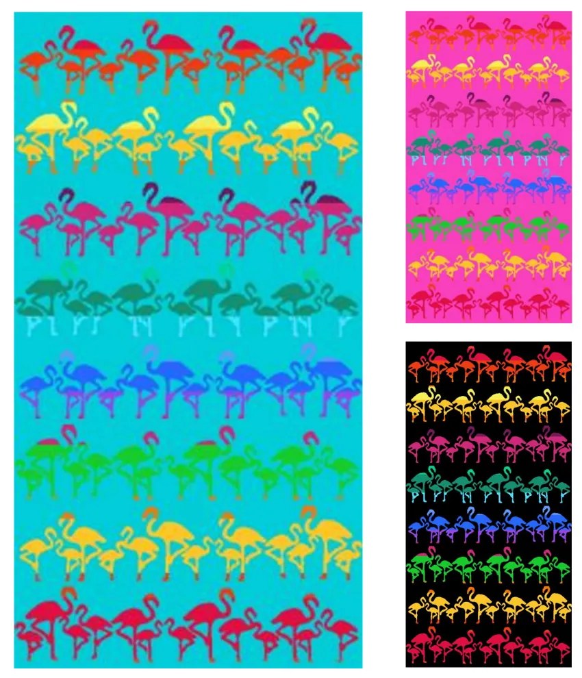 Fantasy Flamingo kék strandtörölköző