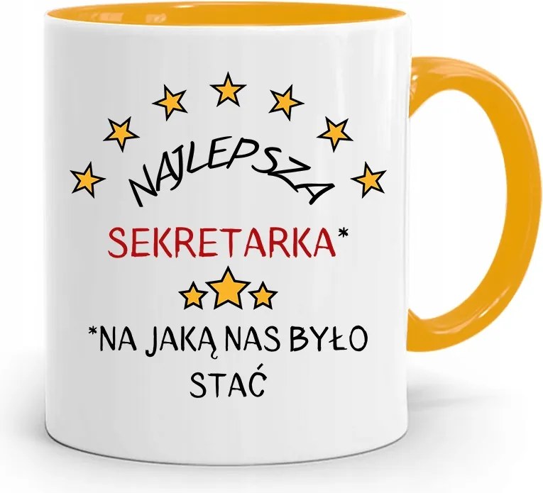 Sárga Bögre Ajándék Titkárnőnek Legjobb fényképes nyomattal