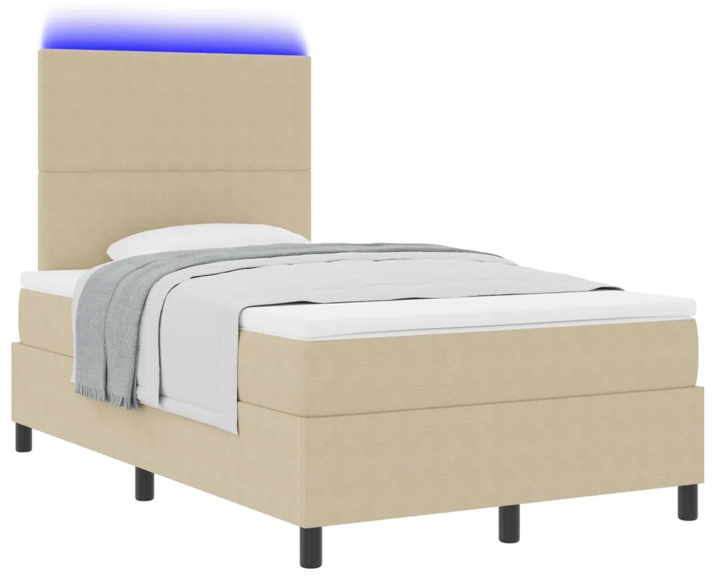 Box Spring Ágy Matraccal & LED Világítással Zöld Szürke 120x200 cm Bőranyag