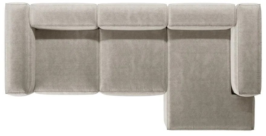 Bézs kordbársony sarokkanapé (jobb oldali-heverő résszel) Bergamo – Cosmopolitan Design