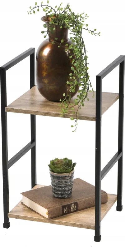 Colorado polcrendszer, tölgyfa dekor, fém, 2 polc, 29x23,5x48cm