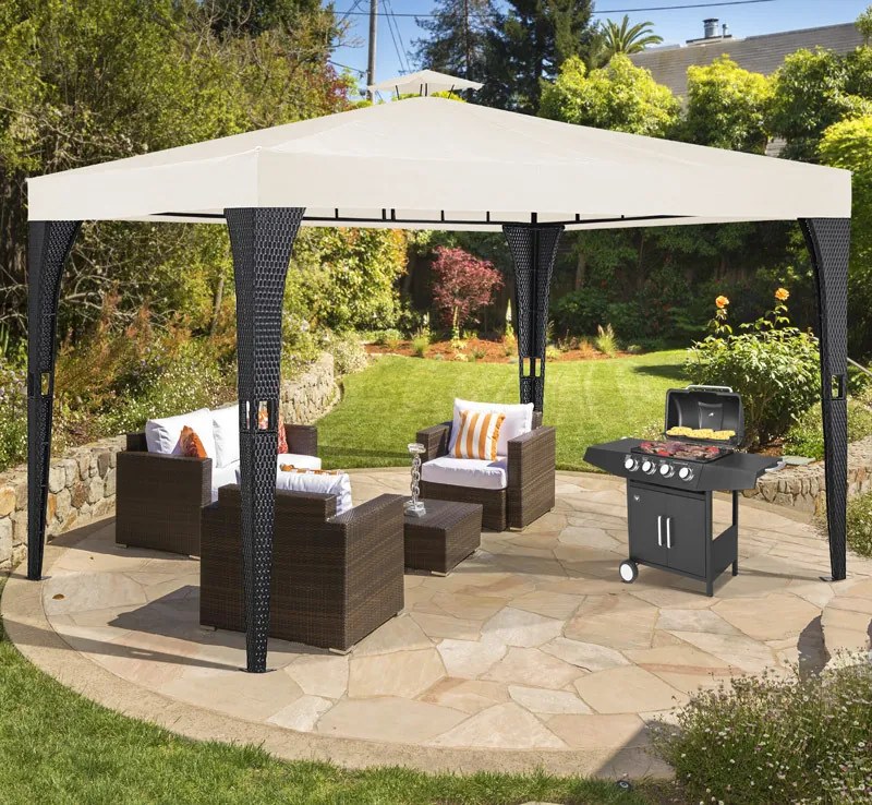 Casaria® Rattan pavilon 3x4 m - krém