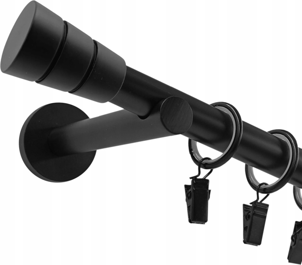 Függönykarnis Szimpla Fém 19 MM Fekete Matt 200 CM Basic Henger