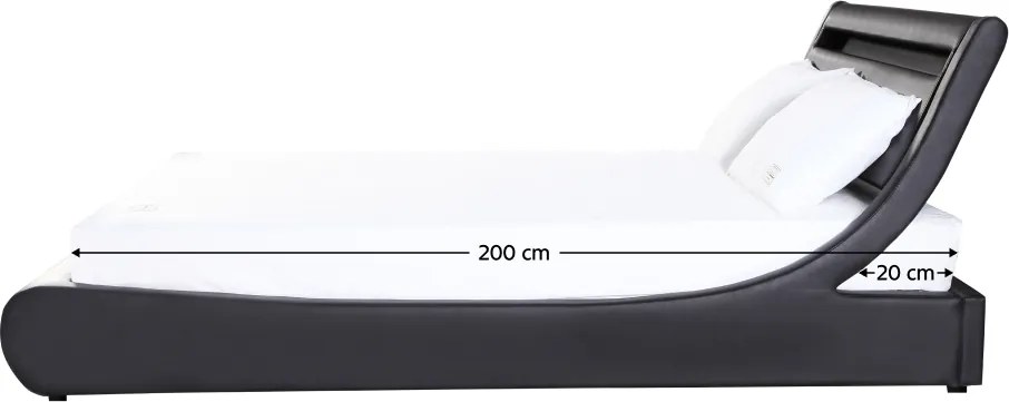 Dupla ágy RGB LED világítással, fekete, 160x200, FELINA