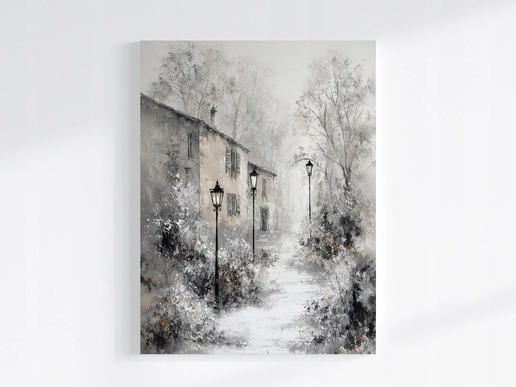 Vászonkép Canvas Tájkép Város Utca Sikátor Tél Hó 60x80