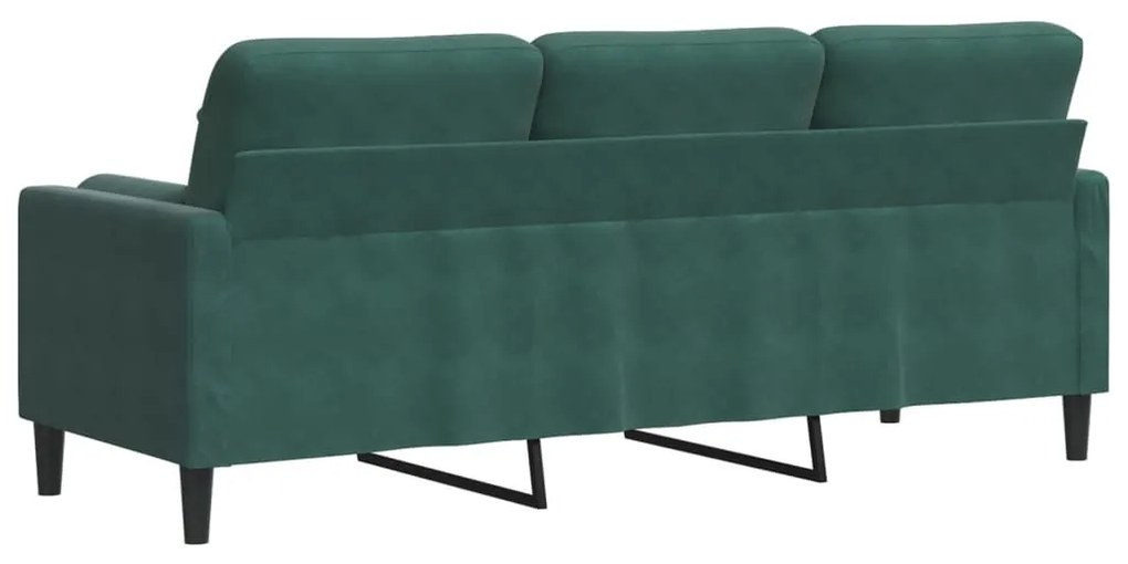 vidaXL 3 személyes sötétszürke bársony kanapé díszpárnákkal 180 cm
