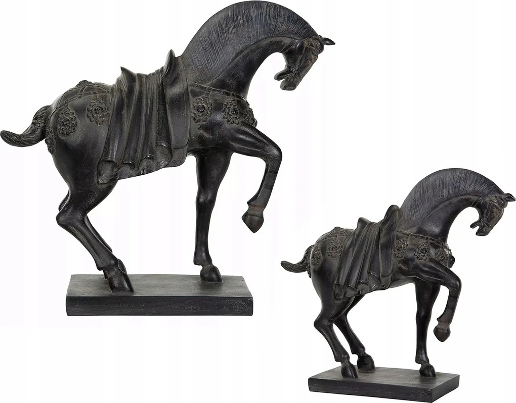 Ló Figura Fekete dekoratív hálószoba nappali utánzat 36cm