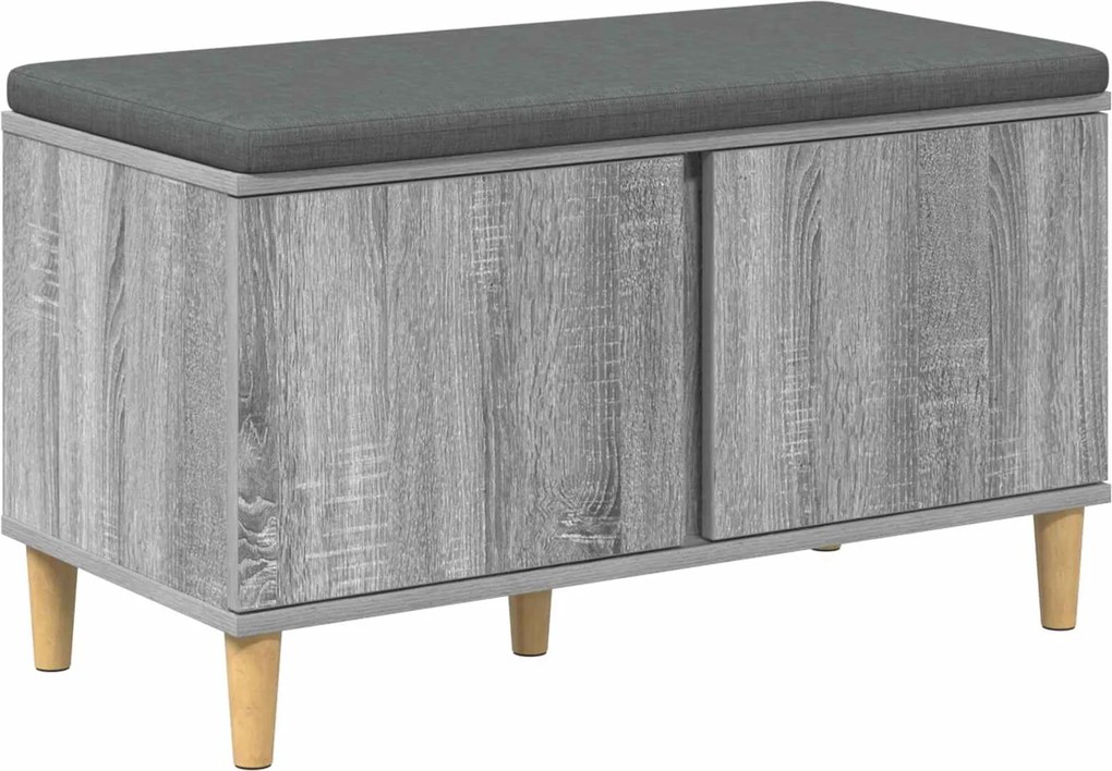 vidaXL Előtér pad Szürke Sonoma 80 x 38 x 46 cm Műanyag Fa és Szövet