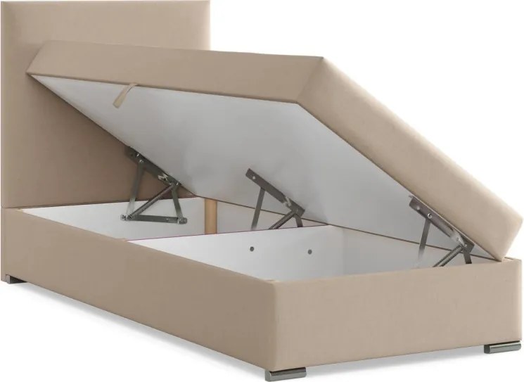 Agen egyszemélyes ágy, szövet, ágyneműtartóval, bézs