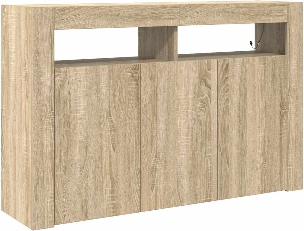 vidaXL Széf LED -es lámpákkal Sonoma tölgy 116 x 30 x 75 cm Faanyag